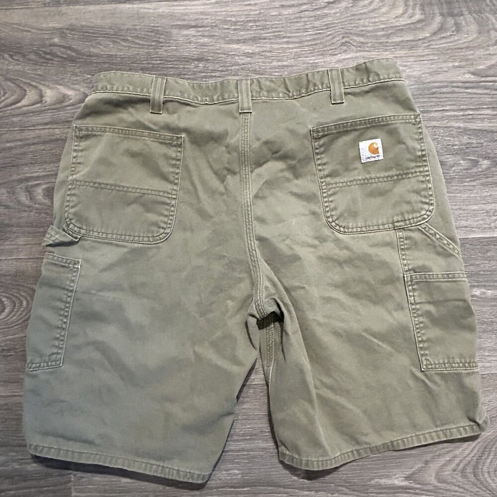 Carhartt Mens 40 Washed Twill Work Cargo Shorts Relaxed Fit Green Workwear - Picture 2 of 9